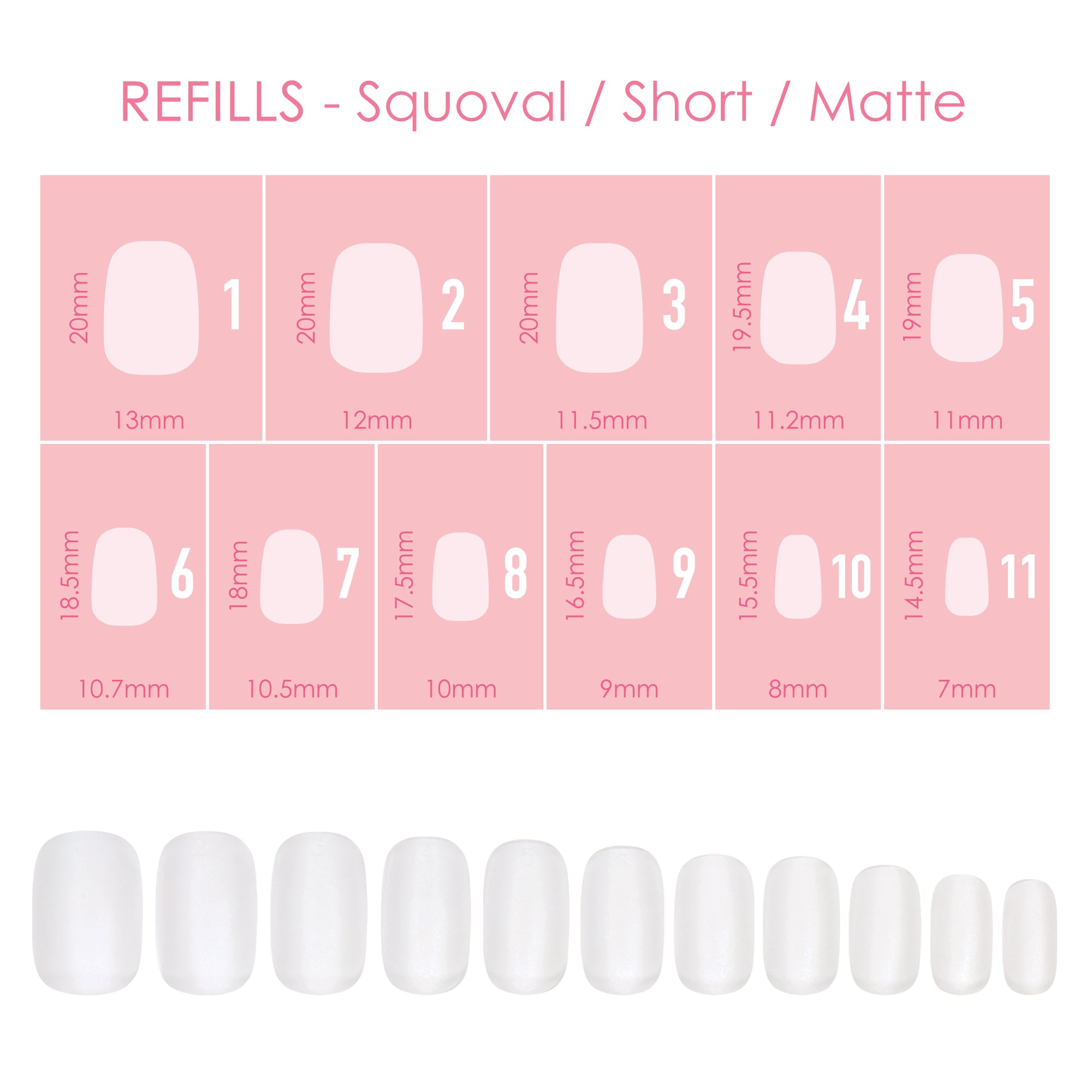 Charme Gel Extension Tips Refill / Squoval / Short / Matte Clear Press-On