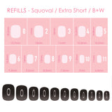 Charme Gel Extension Tips Refill / Squoval / Extra Short / B+W Black White Jelly Press-on