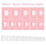Charme Gel Extension Tips Refill / Square / Extra Short / Matte Clear Press On Tips