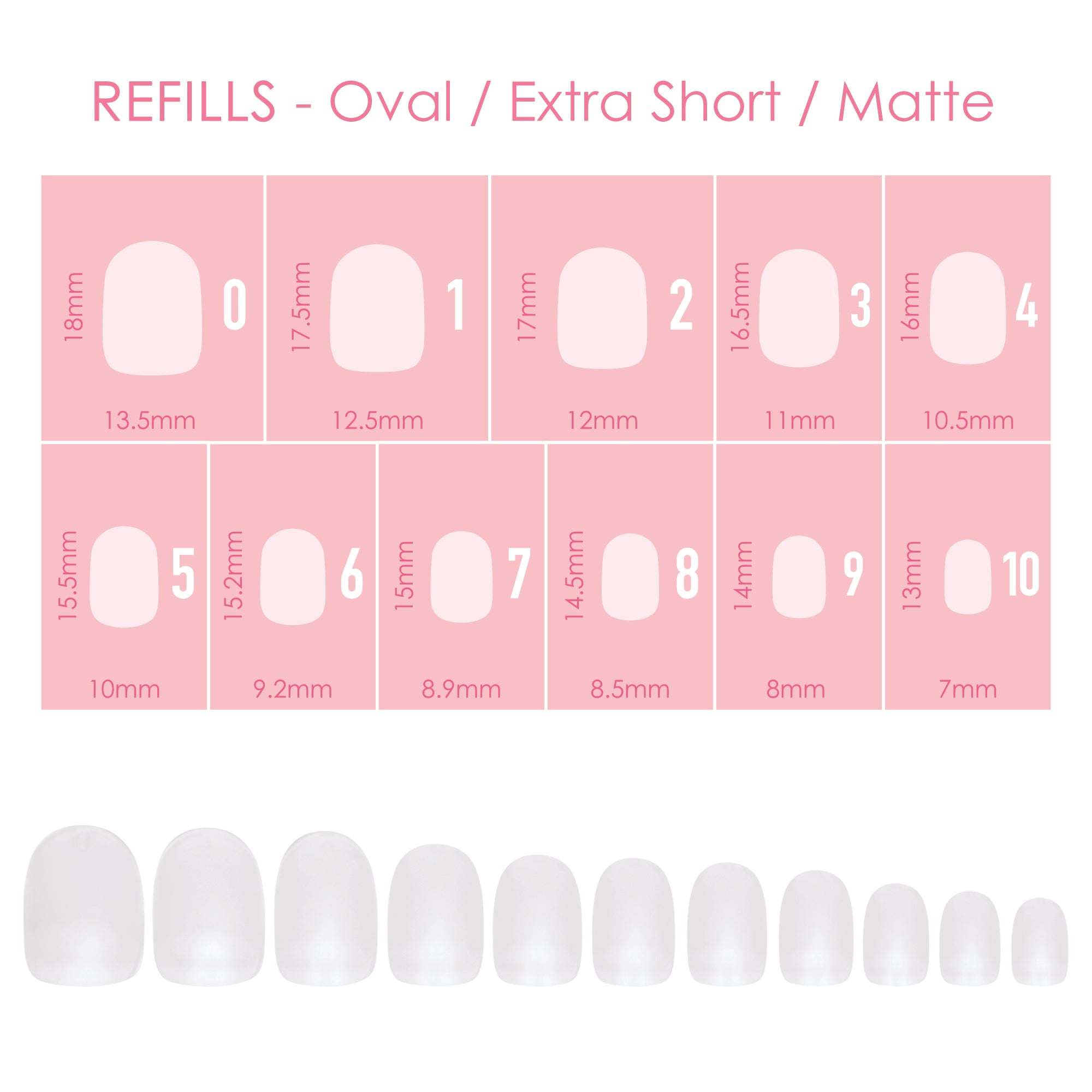 Charme Gel Extension Tips Refill / Oval / Extra Short / Matte Clear Press On Nails