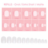Charme Gel Extension Tips Refill / Oval / Extra Short / Matte Clear Press On Nails