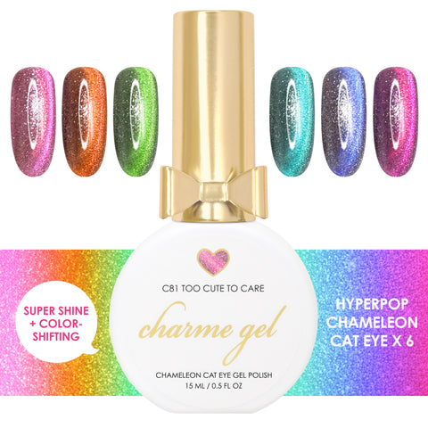 Charme Gel Nail Polish Hyperpop Chameleon Cat Eye Neon Bright Summer Fall Transitional Colors Orange Green Pink Super Shine  