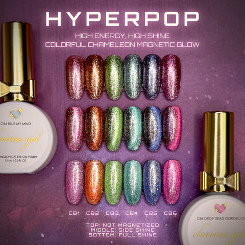 Charme Gel Nail Polish Hyperpop Chameleon Cat Eye Neon Bright Summer Fall Transitional Colors Orange Green Pink Super Shine  