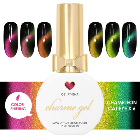 Charme Gel Chameleon Cat Eye Collection / 6 Colors Velvet Polish Color Shifting