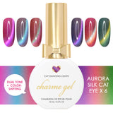 Charme Gel Aurora Silk Cat Eye Collection / 6 Colors Magnetic Nail Polish Chameleon Dreamy Quality HEMA TPO Free Halloween Winter