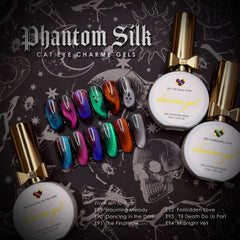 Charme Gel Phantom Silk Cat Eye Collection Magnetic Nail Polish Dark Black Halloween Winter Colors Green Purple Pink Blue Orange Mysterious Goth