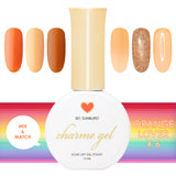 Charme Gel Rainbow Lover Orange Collection / 6 Colors Creme, Reflective Glitter, Jelly, Tinted Glass