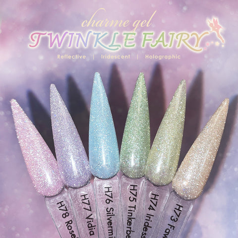 Charme Gel Twinkle Fairy Iridescent Flash Collection / 6 Colors Pastel Beige Yellow Green Blue Purple Pink