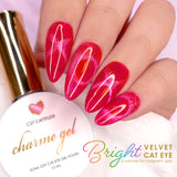 Charme Gel Bright Velvet Cat Eye Magnetic Polish / 6 Colors Rainbow Red Cherry Pink Cattitude C27