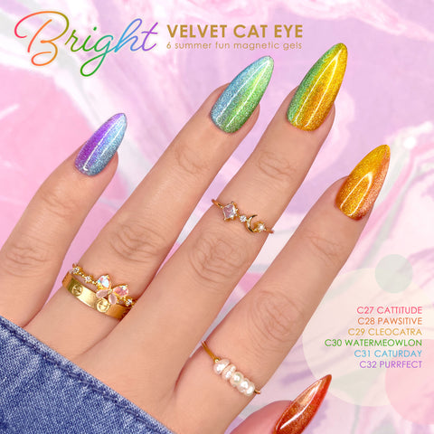 Charme Gel / Cat Eye C31 Caturday Aqua Blue Magnetic Velvet Nail Polish Bright Summer Trend
