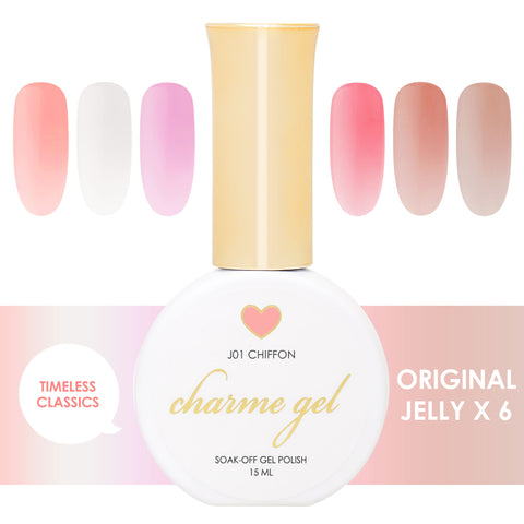 Charme Gel Original Jelly Collection / 6 Colors Milk Bath Pink Beige French Tip Nail Polish Sheer
