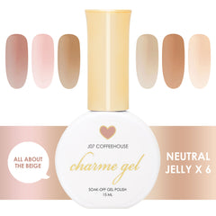 Charme Gel Neutral Jelly Collection / 6 Colors Light Dark Beige Nail Polish Sheer Milky Quality HEMA Free