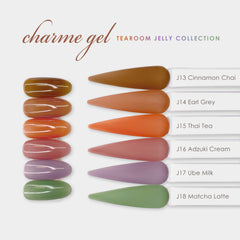 Charme Gel Tearoom Jelly Collection / 6 Colors Dark Beige Brown Red Purple Green Nail Polish Fall 2023 Trend