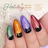Charme Gel Holiday Velvet Cat Eye Collection / 6 Colors Magnetic Nail Polish Black Red Green Orange Purple Holiday Hottest Trend