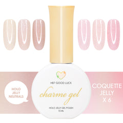 Charme Gel Coquette Holo Jelly Collection Nail Polish Quality Holographic 6 Colors