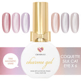 Charme Gel Coquette Silk Cat Eye Collection / 6 Colors Fine Satin Magnetic Nail Polish Pink Purple Beige Neutral Trend Soft