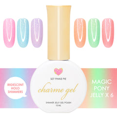 Charme Gel Magic Pony Shimmer Jelly Collection / 6 Colors Iridescent Holo Nail Polish Summer Trend 2024