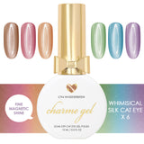 Charme Gel Whimsical Silk Cat Eye Magnetic Nail Polish Collection / Summer Fall Transition Colors Red Purple Blue Green Brown