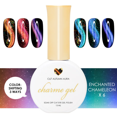 Charme Gel Enchanted Chameleon Cat Eye Collection / 6 Colors Halloween Fall Nail Polish