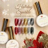 Charme Gel Holiday Sparkle Cat Eye Collection / 6 Colors Red Pink Silver Gold Black Glitter Magnetic Nail Polish