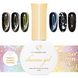 Charme Gel Holiday Toppers Collection Nail Polish Cat Eye Magnetic Flash Clear Snow Holographic Iridescent Colors