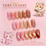 Charme Gel Very Classy Silk Cat Eye Collection Pink Coral Beige Brown Mocha Chocolate Nail Polish Magnetic