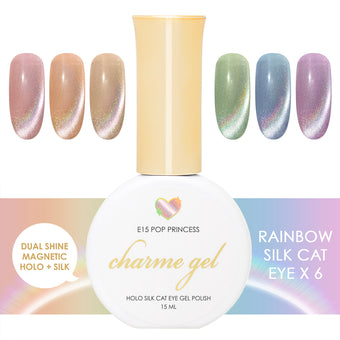 Charme Gel Rainbow Silk Cat Eye Magnetic Cat Eye Nail Polish Holographic Holo Spring Summer Trend Viral Y2K