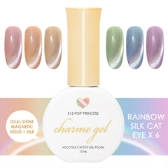 Charme Gel Rainbow Silk Cat Eye Magnetic Cat Eye Nail Polish Holographic Holo Spring Summer Trend Viral Y2K