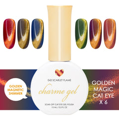 Charme Gel Nail Polish Magnetic Golden Magic Cat Eye Collection / 6 Colors Halloween Wizardly Mysterious Color Trend