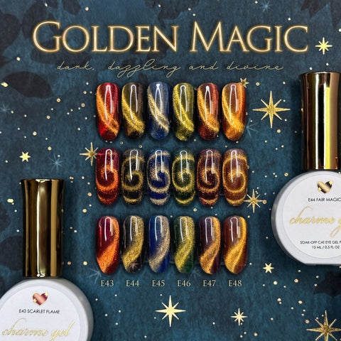 Charme Gel Nail Polish Magnetic Golden Magic Cat Eye Collection / 6 Colors Halloween Wizardly Mysterious Color Trend