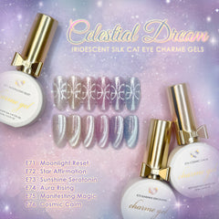 Charme Gel Celestial Dream Cat Eye Collection / 6 Colors Silver Gold Coral Pink Purple Blue Pastel Iridescent Holo Silk Magnetic Aura Astral Galaxy Spring HEMA TPO Free