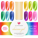 Charme Gel Nail Polish Electric Neon Silk Cat Eye Collection / 12 Colors Rainbow Vibrant Fruit 2026 Musthave Hot Pink Yellow Orange Green