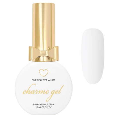 Charme Gel Nail Polish / 002 Perfect White Opqaue Creamy Best