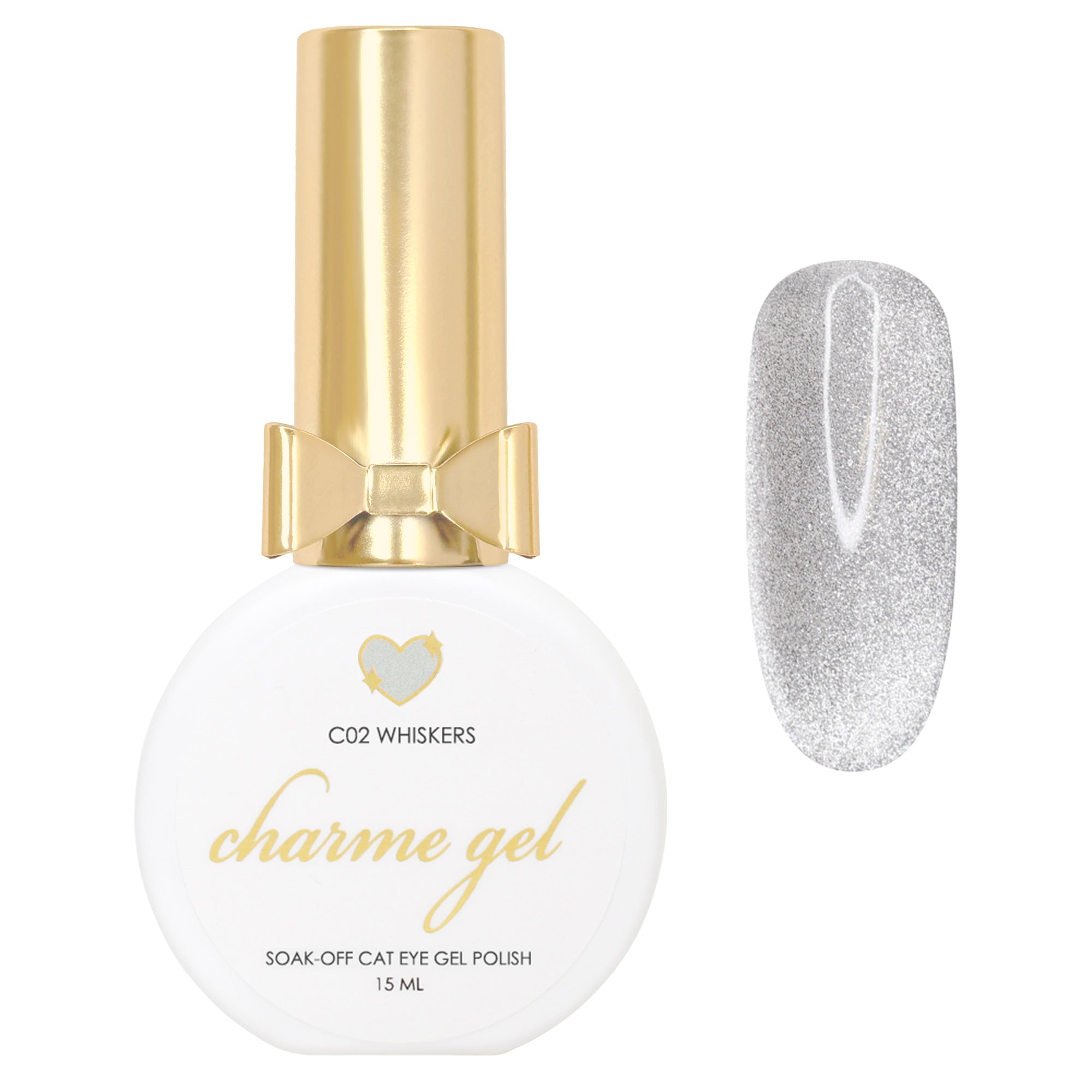 Charme Gel / Cat Eye Magnetic Nail Polish C02 Whiskers Silver Shimmer Glitter Galaxy Nail
