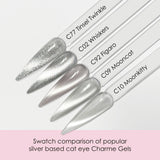 Charme Gel / Cat Eye C10 Moonkitty Silk Silver White Translucent Magnetic Glass Nail Gel Polish Clear