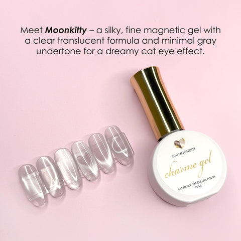 Charme Gel / Cat Eye C10 Moonkitty Silk Silver White Translucent Magnetic Glass Nail Gel Polish Clear