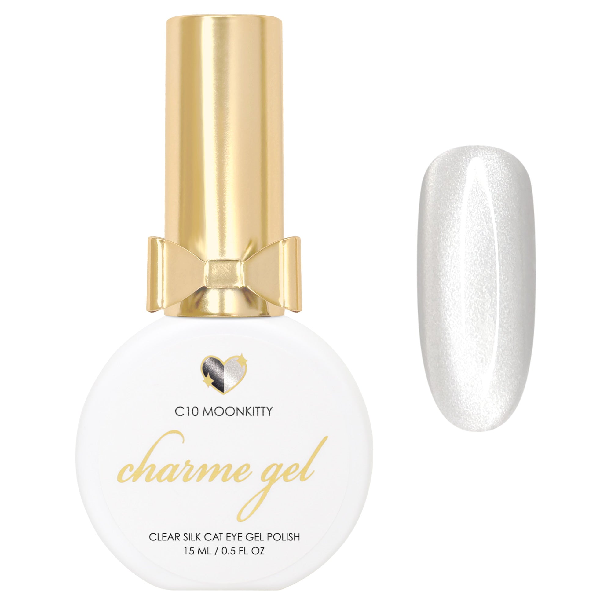 Charme Gel / Cat Eye C10 Moonkitty Silk Silver White Translucent Magnetic Glass Nail Gel Polish Clear