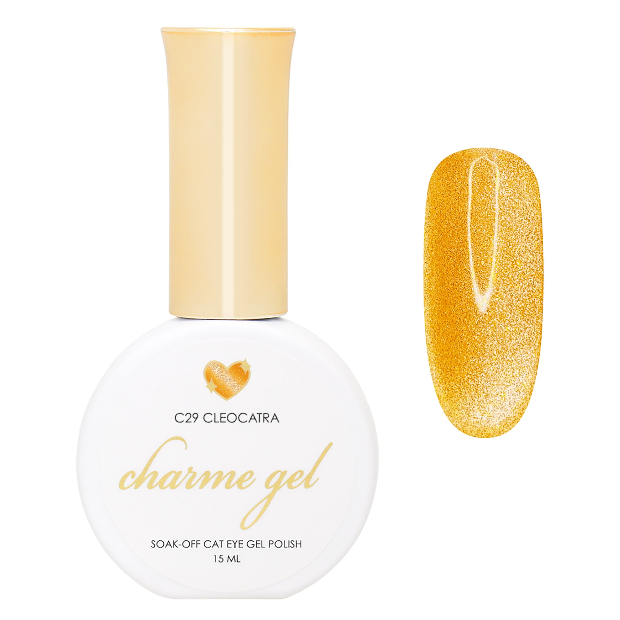Charme Gel / Cat Eye C29 Cleocatra Golden Yellow Velvet Magnetic Nail Polish Satin Finish