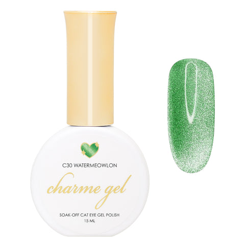 Charme Gel / Cat Eye C30 Watermeowlon Bright Green Magnetic Nail Polish St Patricks Christmas Must Have