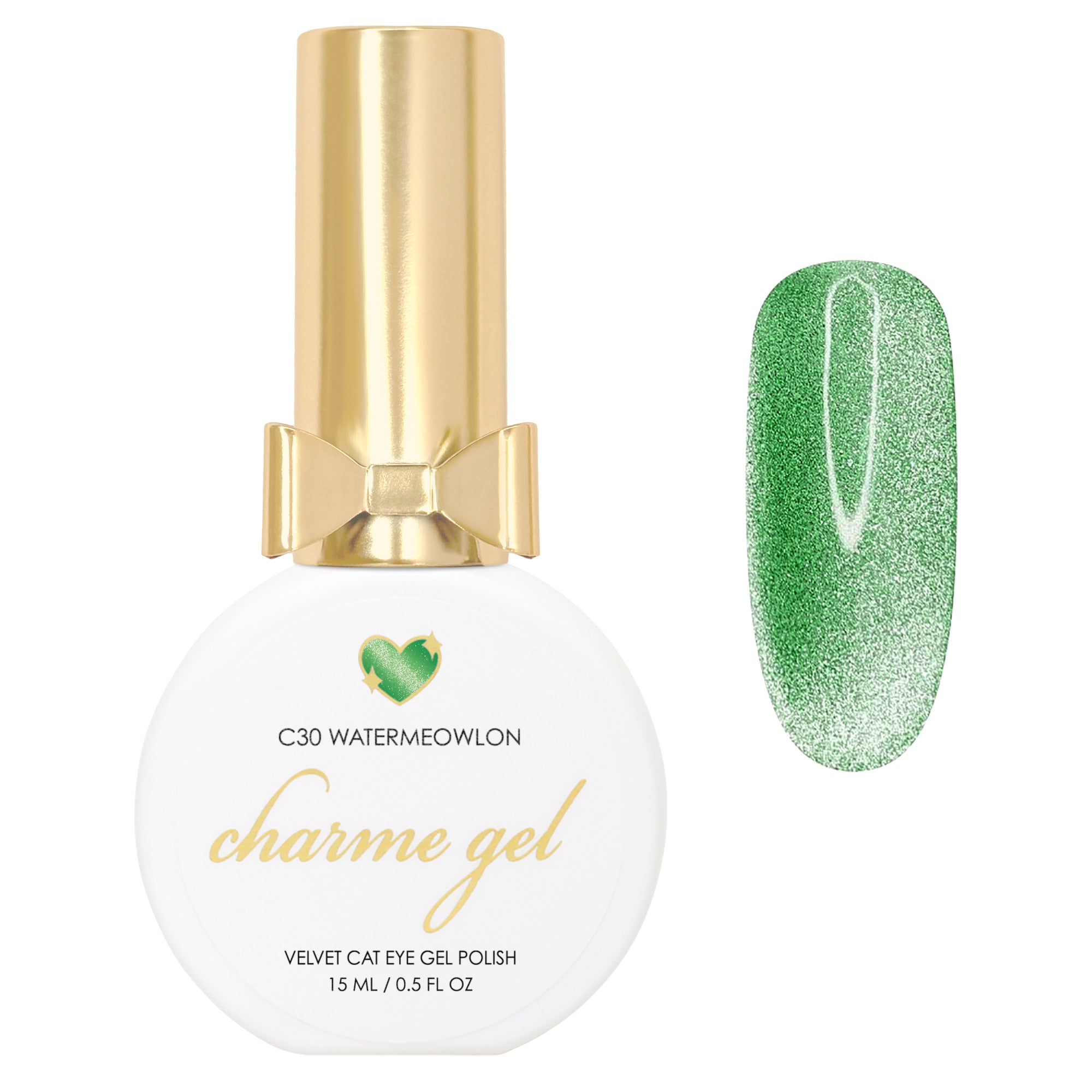 Charme Gel / Cat Eye C30 Watermeowlon Bright Green Magnetic Nail Polish St Patricks Christmas Must Have