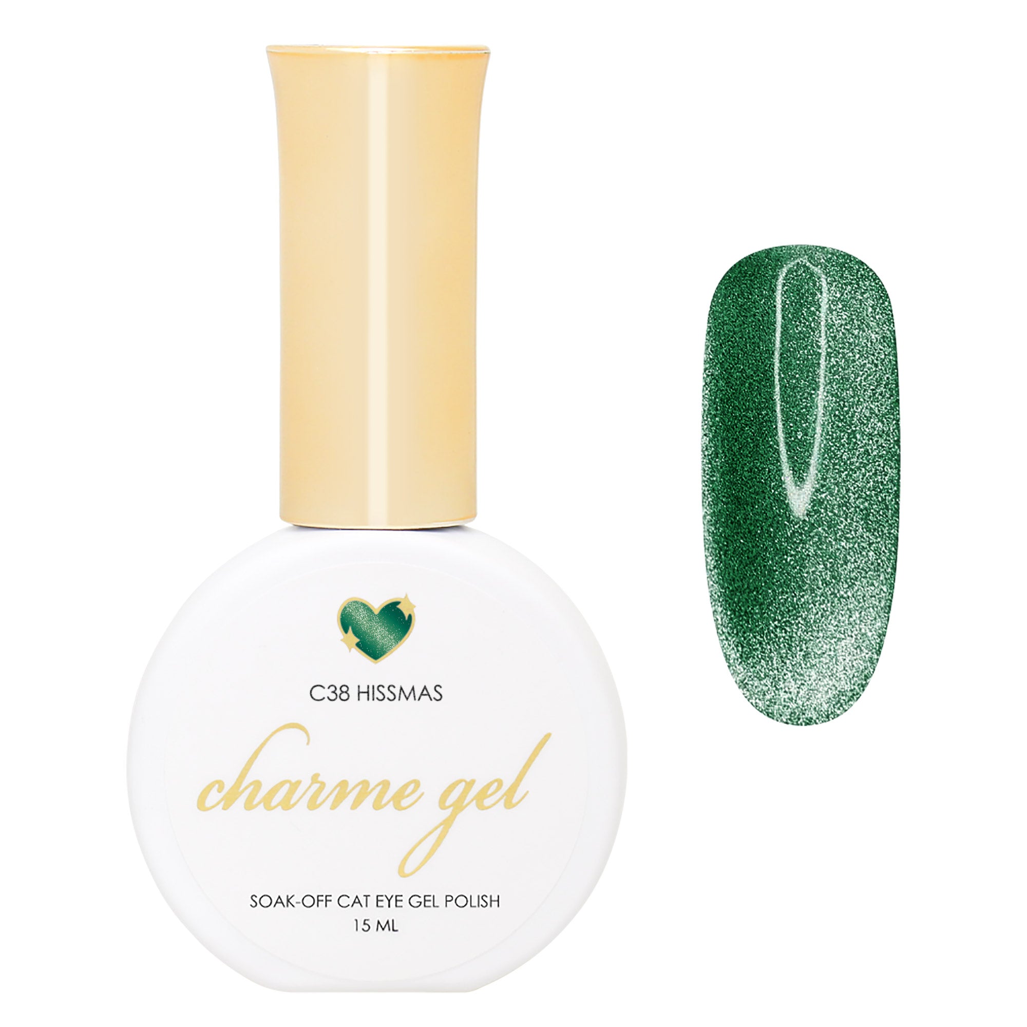 Charme Gel / Cat Eye C38 Hissmas Forest Green Magnetic Nail Polish Christmas Holiday Color