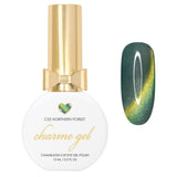 Charme Gel / Cat Eye C52 Northern Forest Green Yellow Magnetic Nail Polish Aurora Borealis Color