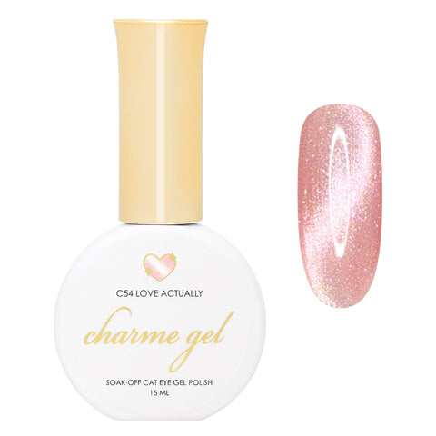 Charme Gel / Cat Eye C54 Love Actually Peachy Pink Magnetic Nail Polish Cute Coquette Beige Warm