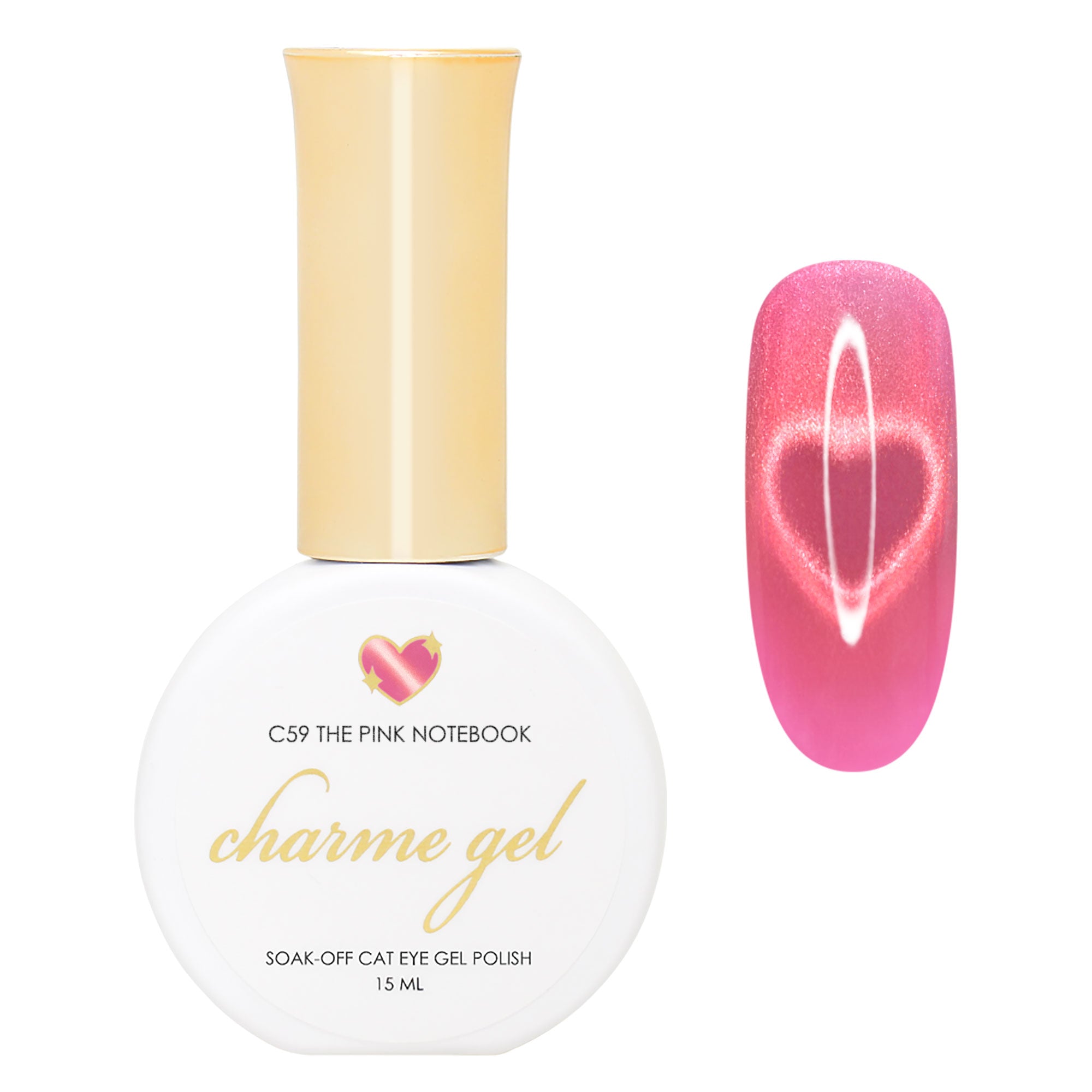 Charme Gel / Cat Eye C59 The Pink Notebook Rose Gold Coral Magnetic Nail Polish Viral Heart