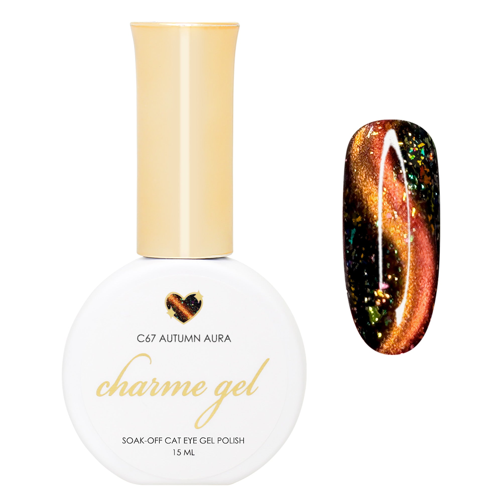 Charme Gel / Cat Eye C67 Autumn Aura Orange Halloween Fall Magnetic Nail Polish