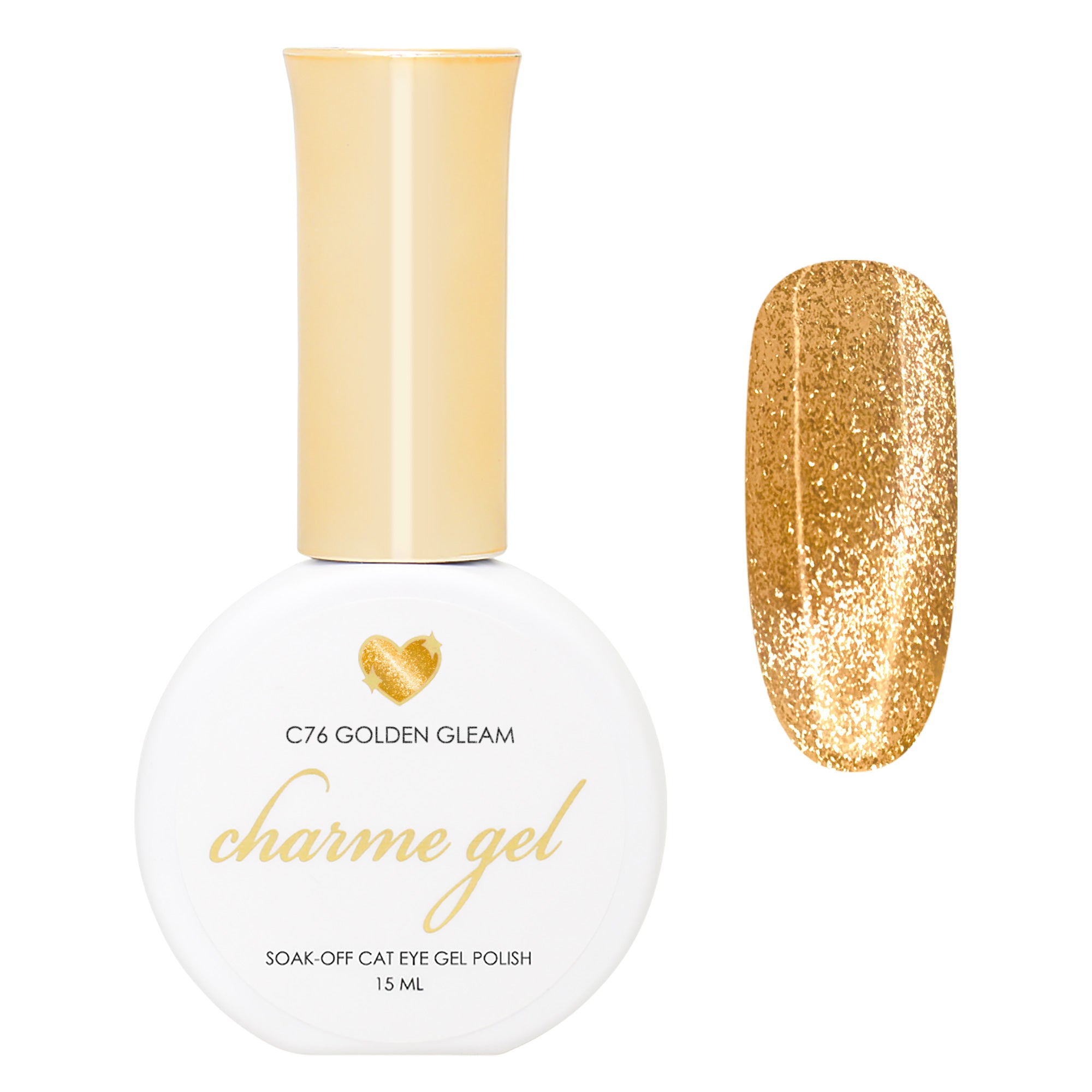 Charme Gel / Cat Eye C76 Golden Gleam Gold Glitter Nail Polish Magnetic Festive New Year Christmas