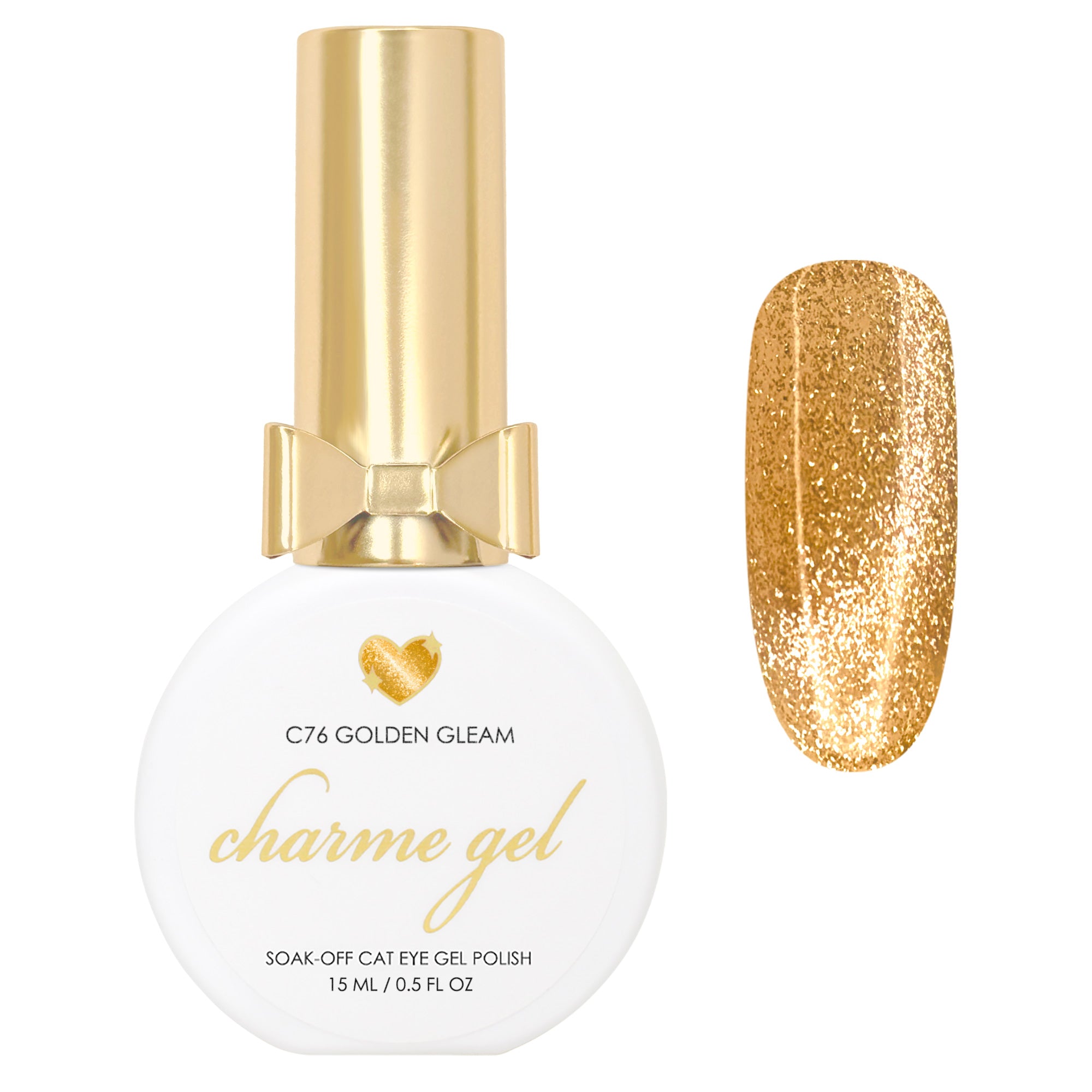 Charme Gel / Cat Eye C76 Golden Gleam Gold Glitter Nail Polish Magnetic Festive New Year Christmas