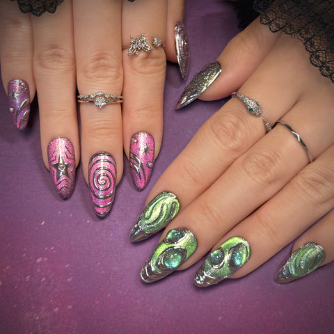 Charme Gel / Cat Eye C81 Too Cute to Care Nail Polish Magnetic Chameleon Pink Shine Platinum Flake Bold