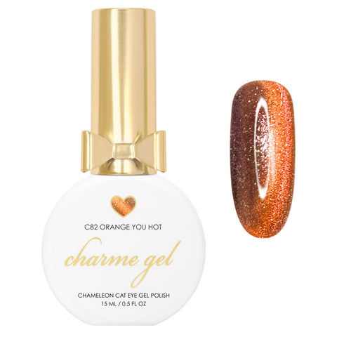 Charme Gel / Cat Eye C82 Orange You Hot Chameleon Magnetic Nail Polish Bold Halloween Fall Color