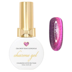 Charme Gel / Cat Eye C86 Drop Dead Gorgeous Hot Pink Fuchsia Magnetic Nail Polish Chameleon Bright Shine